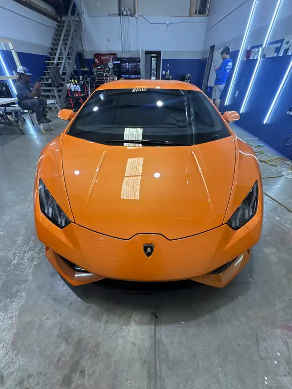Orange Lamborghini Huracan with ceramic paint protection
