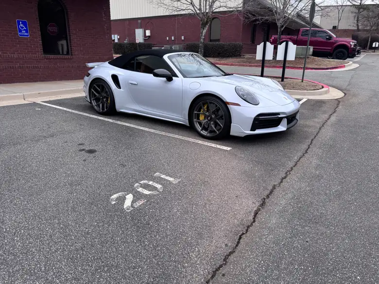White Porsche 911 Turbo Cabriolet with ceramic coating